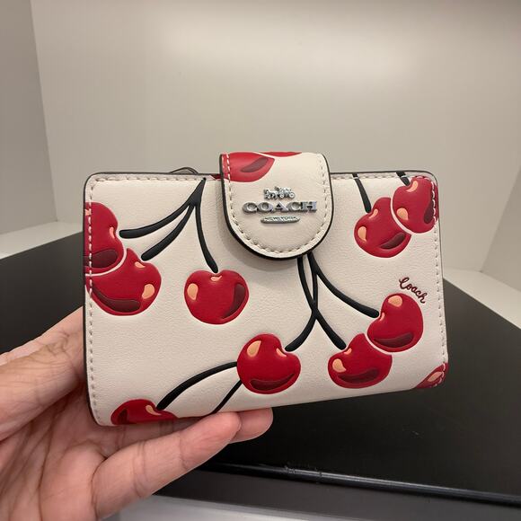 Coach Handbags - Last 1 ‼️Coach  CZ762 Medium Corner Zip Wallet With Cherry Print